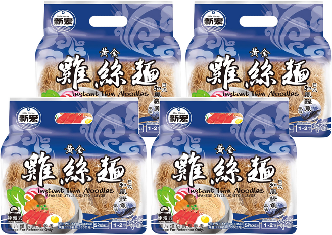 新宏 黃金雞絲麵 日式和風鰹魚風味, 335g, 4袋