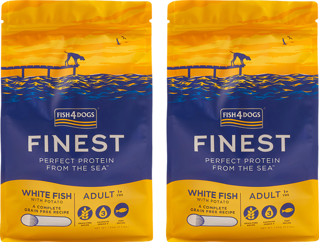 FISH4DOGS 成犬用 無穀低敏乾飼料, 海水白身魚, 1500g, 2袋