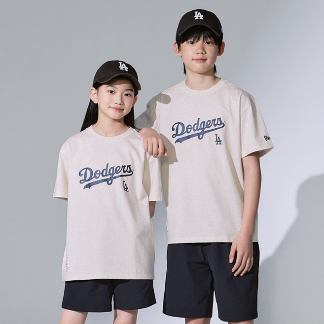 뉴에라 MLB 스크립트 로고 오버핏 반팔 티셔츠 로스엔젤레스 다저스