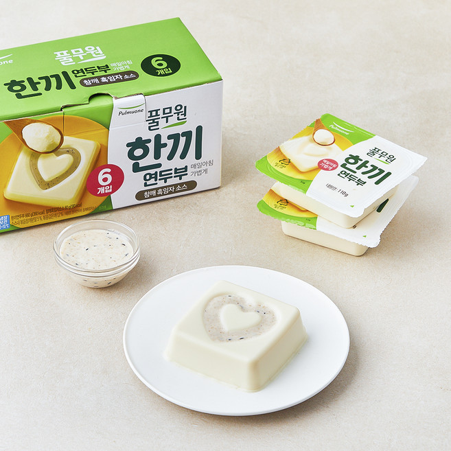 풀무원 한끼 연두부 + 참깨 흑임자 소스, 110g, 6개