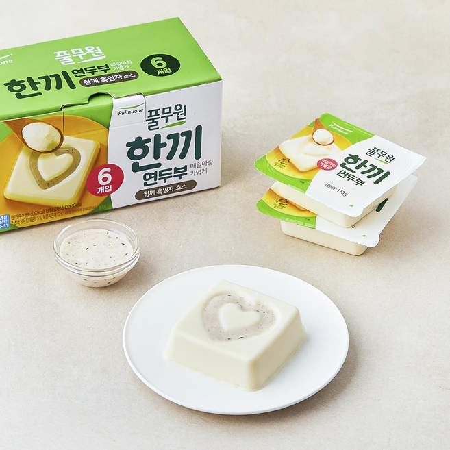 풀무원 한끼 연두부 + 참깨 흑임자 소스, 110g, 6개 - 쿠팡