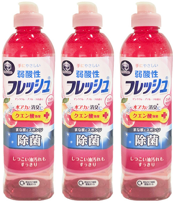 第一石鹼 Kitchen Club 弱酸性除菌洗碗精 葡萄柚香, 250ml, 3瓶