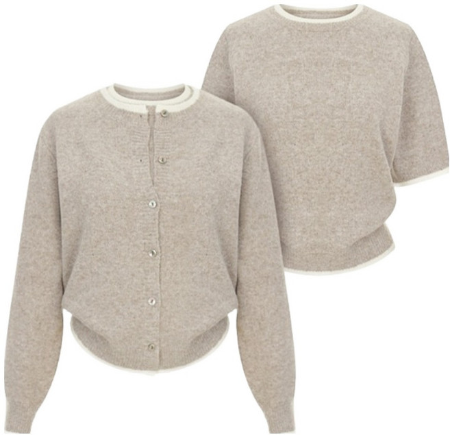 티뷰 라인 반팔 니트 가디건 울 V5C-CSE011