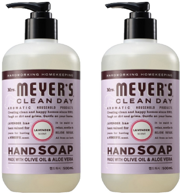 [비건라이프] 미세스마이어스클린데이 핸드워시 라벤더향, 500ml, 2개