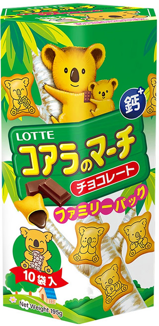 LOTTE 樂天 小熊餅 小熊餅乾家庭號 巧克力風味, 195g, 1盒