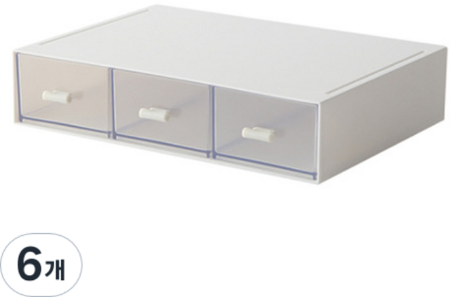 더홈스 DIY 투명 미니 수납서랍함 3칸, 혼합색상, 6개
