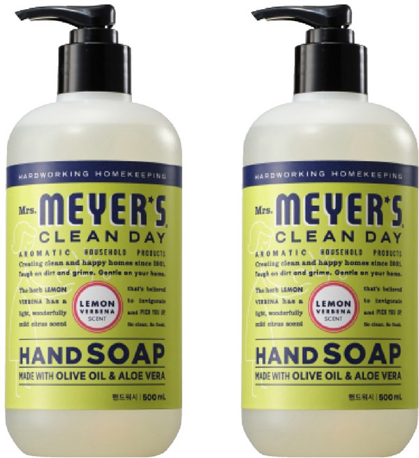 [비건라이프] 미세스마이어스클린데이 핸드워시 레몬버베나향, 500ml, 2개