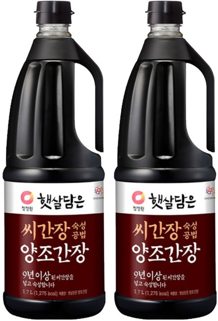 청정원 햇살담은 씨간장 양조간장, 1.7L, 2개