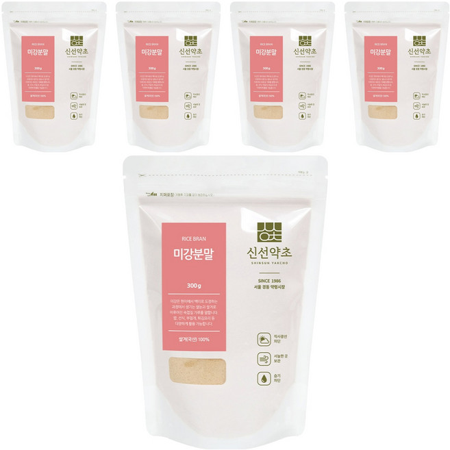 신선약초 쌀겨 미강가루, 5개, 300g
