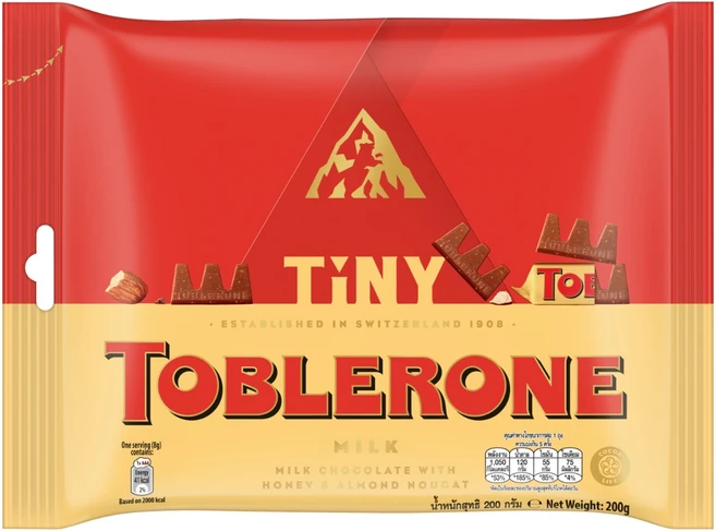 TOBLERONE 瑞士三角迷你牛奶巧克力, 200g, 1袋