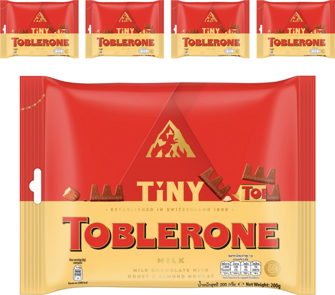TOBLERONE 瑞士三角迷你牛奶巧克力, 200g, 5袋
