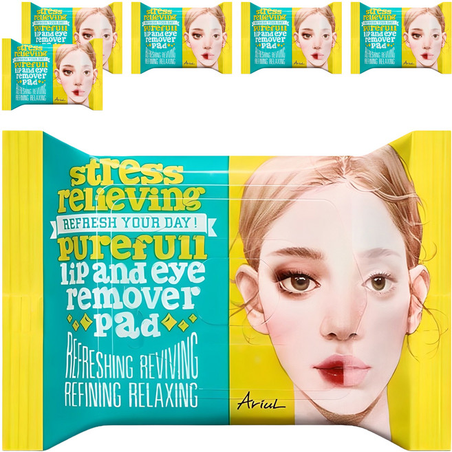 아리얼 스트레스 릴리빙 립앤아이 리무버 패드 30p, 55g, 6개