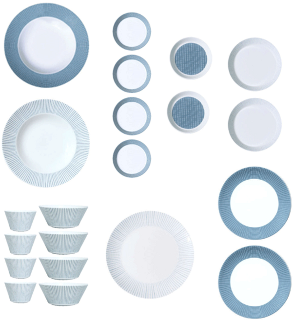 한국도자기 코지블루 4인홈식기세트 21p, 혼합색상, 8종