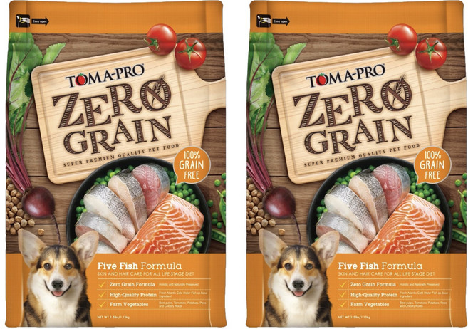 TOMA-PRO 優格 全齡犬 零穀 乾飼料, 1.13kg, 2袋, 5種魚