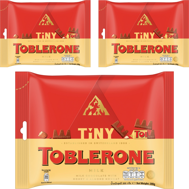 TOBLERONE 瑞士三角迷你牛奶巧克力, 200g, 3袋