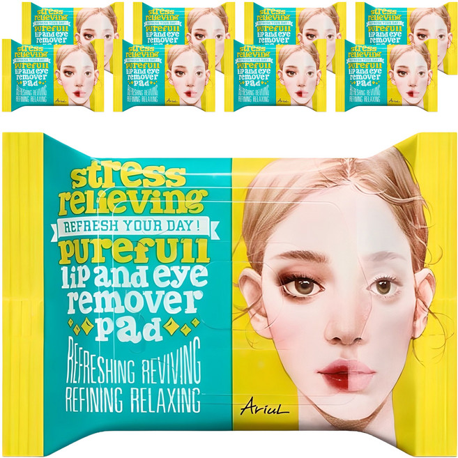 아리얼 스트레스 릴리빙 립앤아이 리무버 패드 30p, 55g, 9개