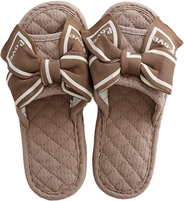 에버하우스 3중 쿠션 리본 면 거실화, 브라운, 1개