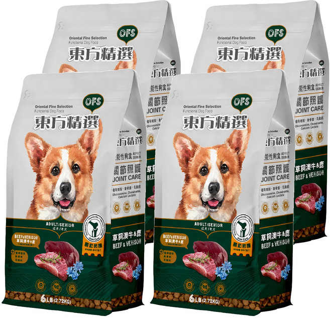 Oriental Fine Selection 東方精選 成犬/老犬機能性狗食, 關節照護, 2.72kg, 4袋