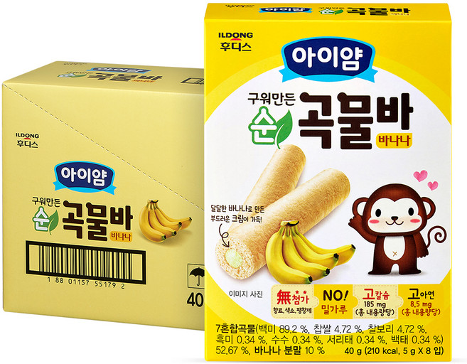 아이얌 구워만든 순곡물바, 바나나맛, 40g, 6개