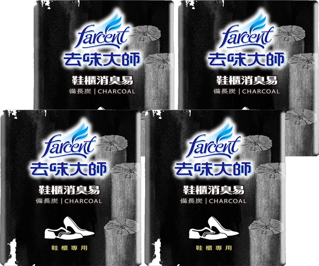 farcent 花仙子 去味大師 鞋櫃消臭易 備長炭 2個, 120g, 4組