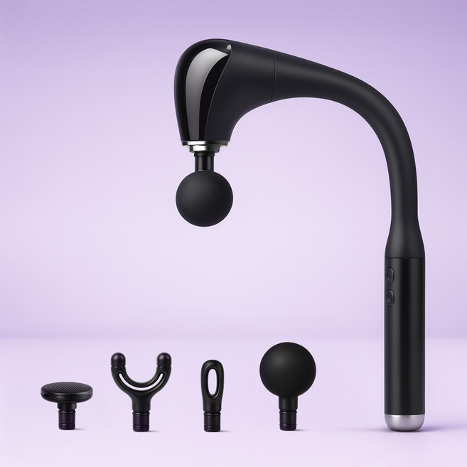 홈플래닛 저소음 프리미엄 효도손 커브 마사지건 5단 조절 부모님 선물용, 블랙, JA-G4