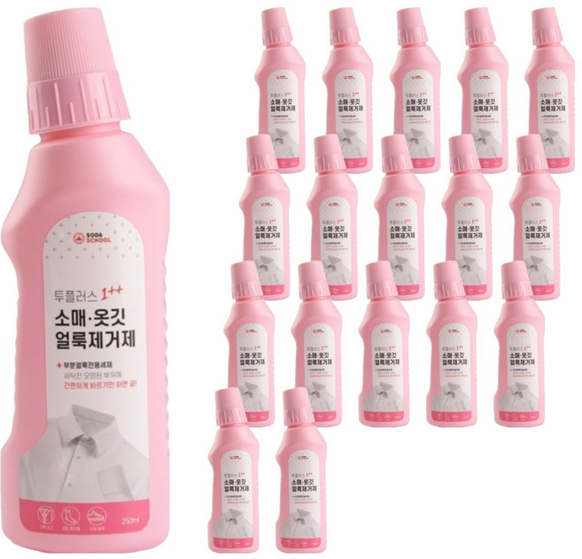 소다스쿨 투플러스 소매 옷깃 얼룩제거제, 18개, 250ml