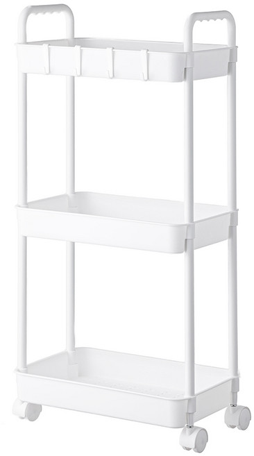 코멧 에션셜 이동식 수납 트롤리 3단, 화이트