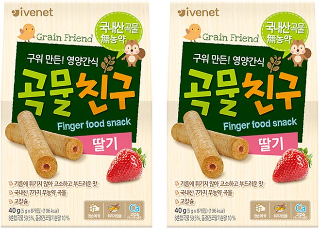 韓國 ivenet 穀物棒棒 9個月以上, 草莓口味, 40g, 2盒
