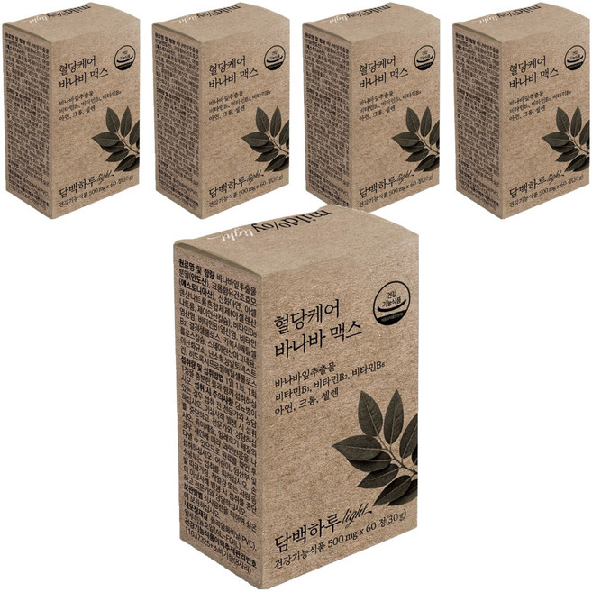 담백하루 혈당케어 바나바맥스 바나바잎 비타민B 아연 크롬 셀렌 60p, 30g, 5개