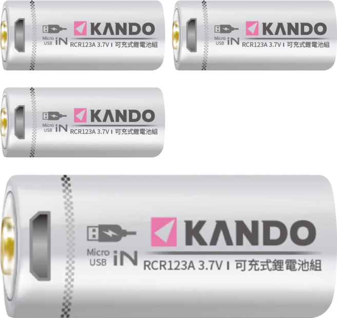 KANDO 感動 Kamera CR123 3.7V USB充電式鋰電池 UM-CR123, 2個裝, 2組