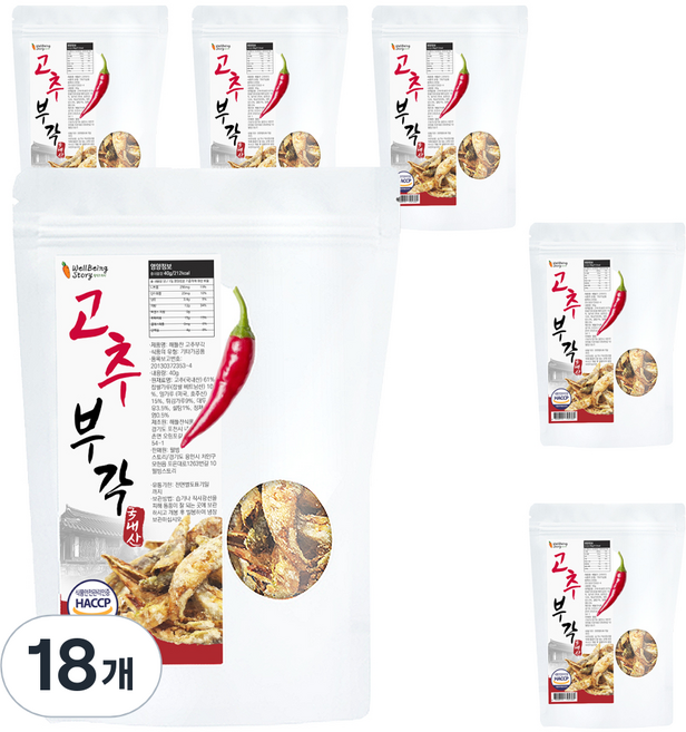 웰빙스토리 고추 부각, 40g, 18개