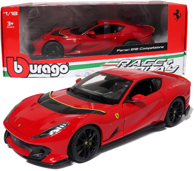 bbUrago 1 ： 18 法拉利 812 Competizione 壓鑄模型車, 紅色, 1個
