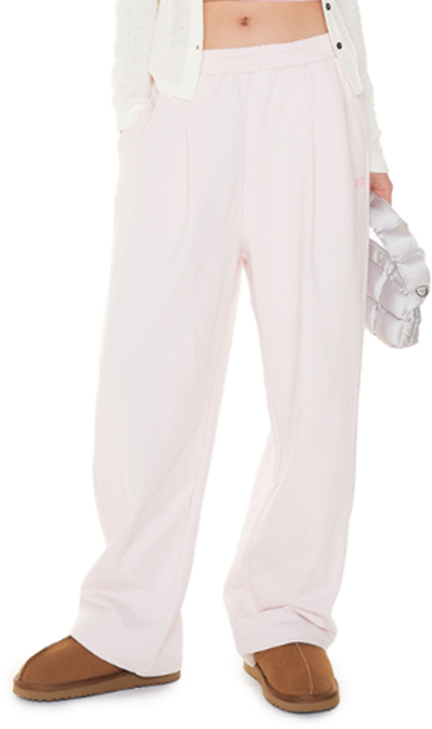 널디 남녀공용 스티치 로고 와이드 스웻팬츠