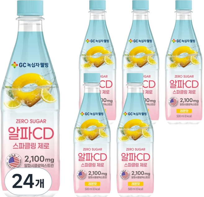 GC녹십자웰빙 알파CD 스파클링 제로 레몬맛, 24개, 500ml