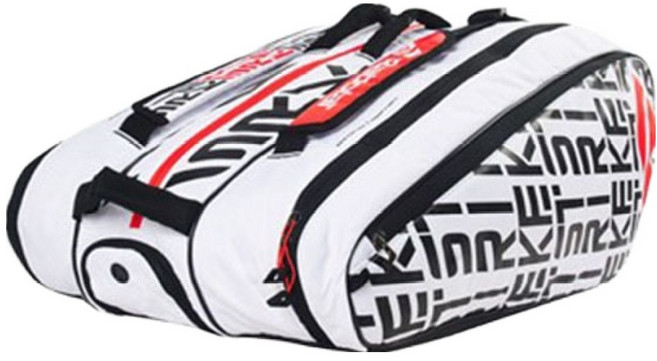 바볼랏 2020 퓨어 스트라이크 x12 3단 가방, 화이트 + 레드, 1개