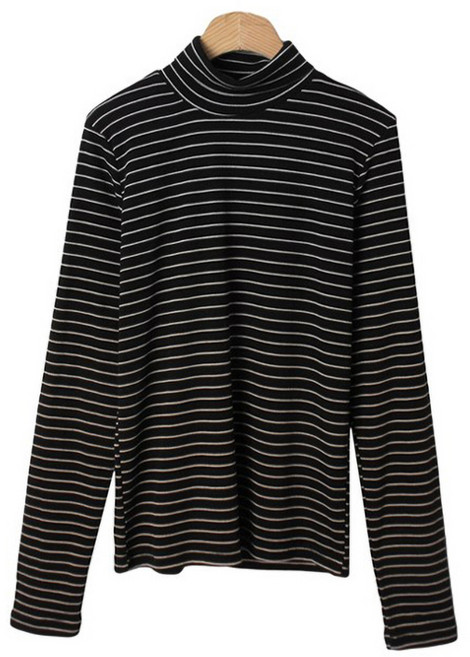 린다샵 여성용 음피아 얇은 단가라 슬림핏 폴라티 cpt13722k3a