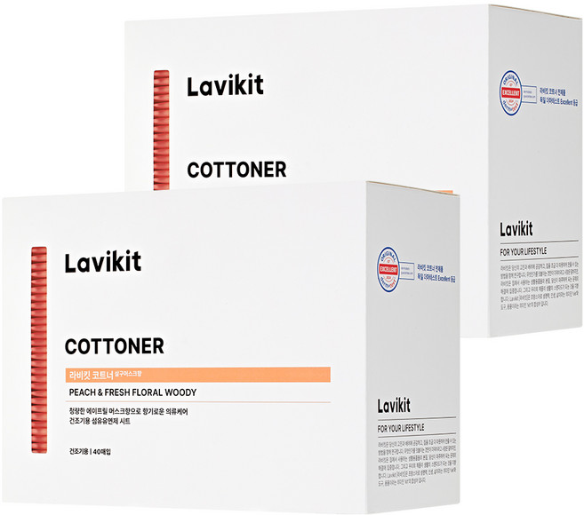 라비킷 코트너 시트 섬유유연제 살구머스크향 본품, 40개입, 2개