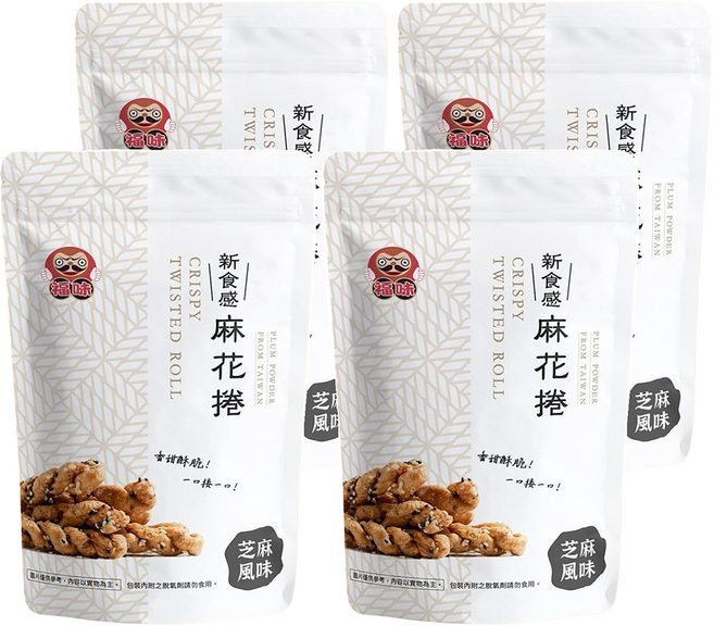 福味 小琉球麻花捲 芝麻, 200g, 4包