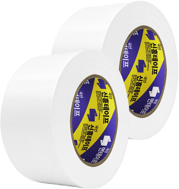 신흥테이프 국산 대용량 라바 청면테이프 48mm x 25M 흰색, 2개