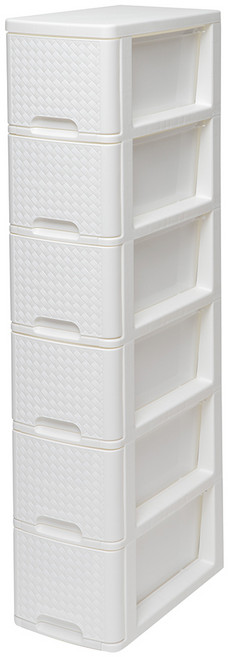 코멧 슬림 라탄 서랍장 6단, 화이트, 1개