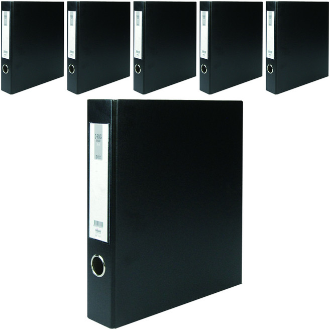 마이다스 D링 합지 바인더 명찰형 3공 A4 5cm, 흑색, 6개