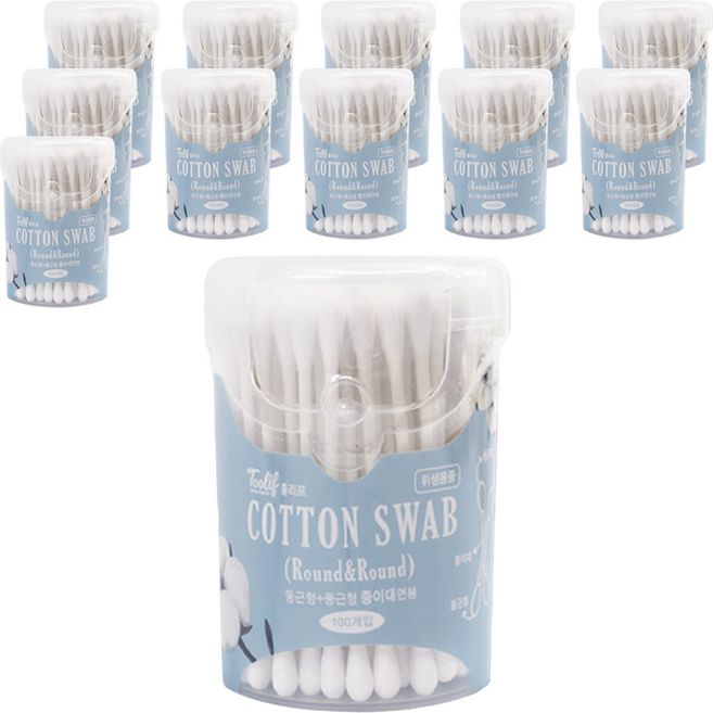 툴리프 종이면봉 Round&Round, 100개입, 12개