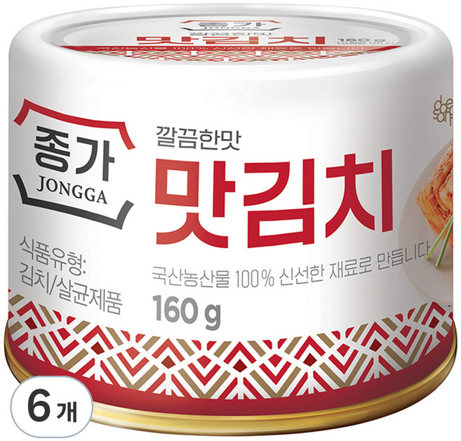 종가 깔끔한맛 맛김치, 160g, 6개