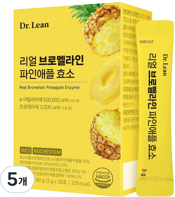 닥터린 리얼 브로멜라인 파인애플 효소 30p, 90g, 5개