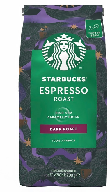 星巴克 濃縮烘焙咖啡豆, 100%阿拉比卡咖啡豆, 200g, 1包