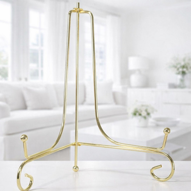 꾸지 액자 책 앨범 전시용 다용도 튼튼한 철제 거치대, 골드, 1단