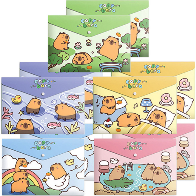 동아피엠에스 A4 똑딱이 캐릭터 자료 수납 봉투 파일 5종 세트, 카피바라, 2세트