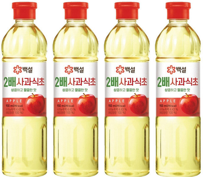 백설 2배 사과식초, 900ml, 4개