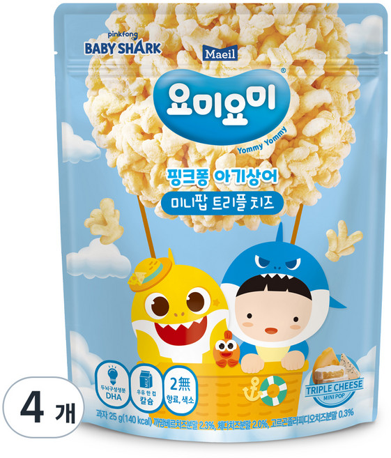 요미요미 유아용 미니팝 과자, 트리플치즈, 4개, 25g