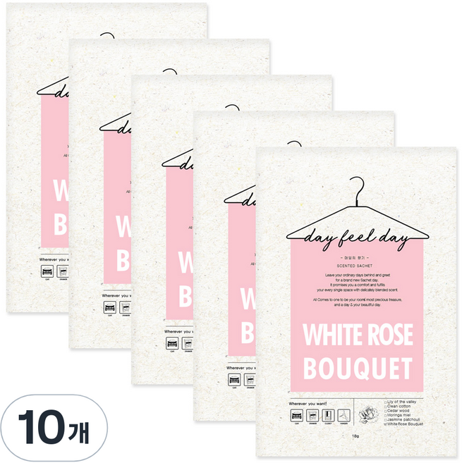 데이필데이 샤쉐 옷장방향제 + 물음표고리, 18g, 10개, 화이트로즈부케